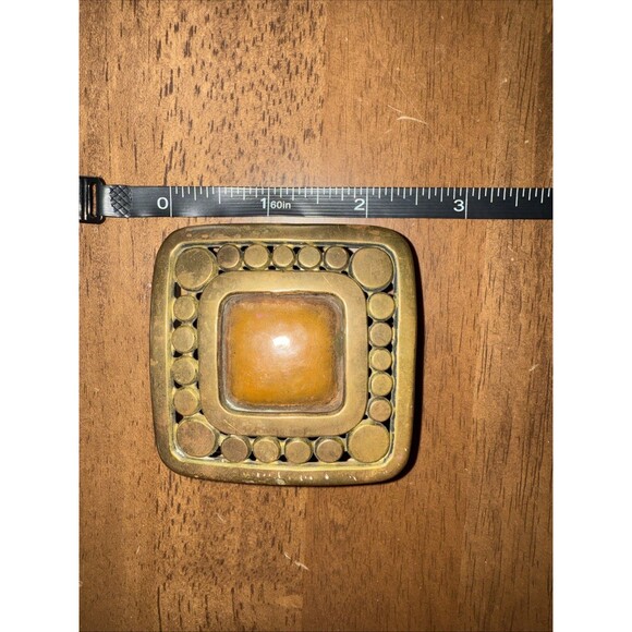 Rich Vintage Character Brass Belt Buckle Artisan Made Brutalist Mid Century - Picture 6 of 8